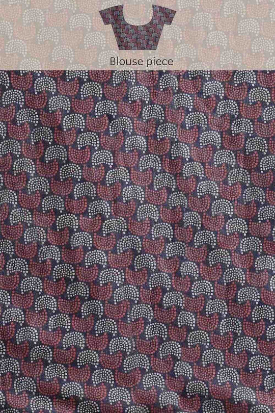 Zora Navy Blue Cotton Blend Abstract Digital Printed Ready to Wear One Minute Saree