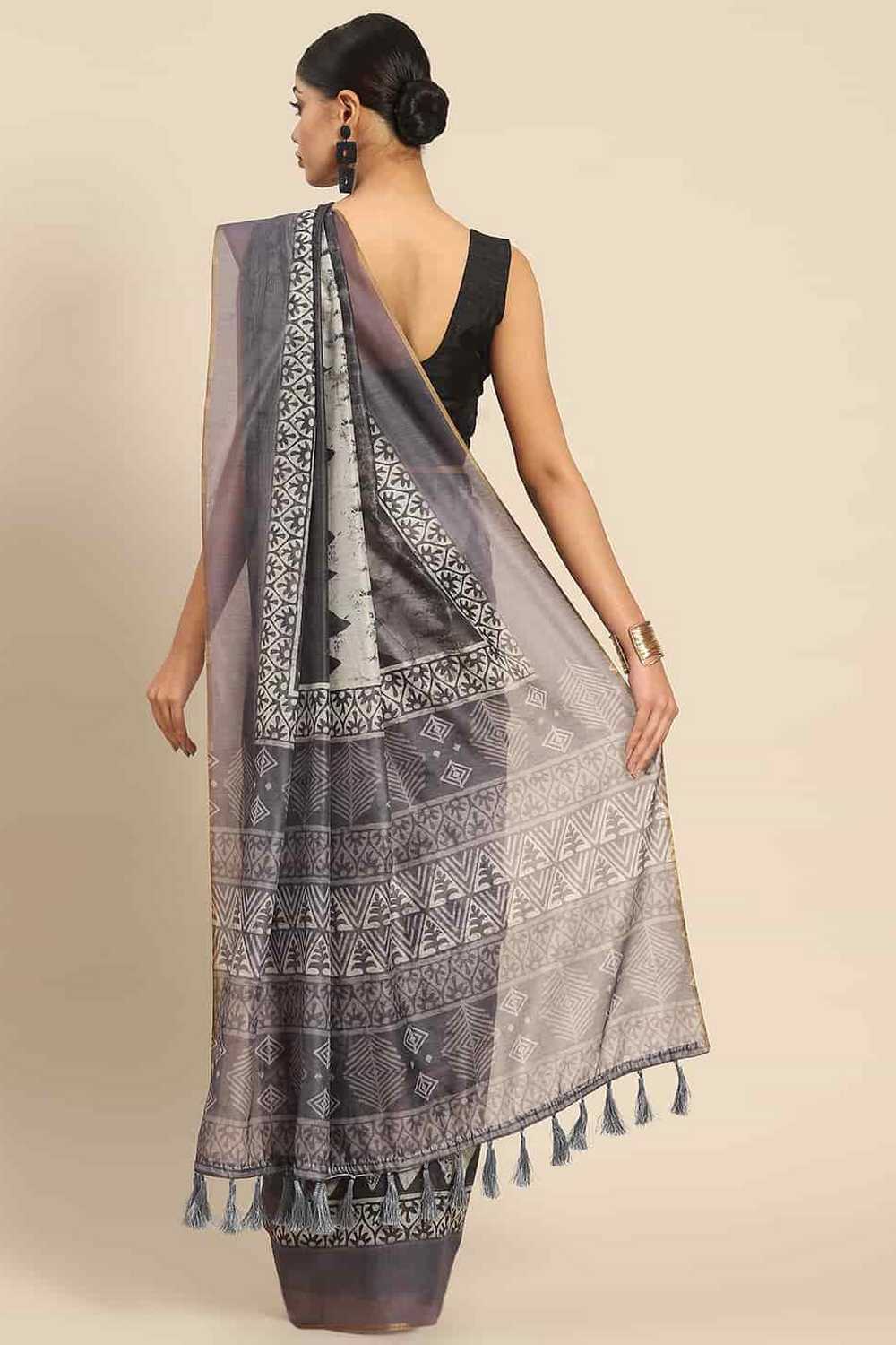 Zora Purple Cotton Blend Abstract Digital Printed Ready to Wear One Minute Saree