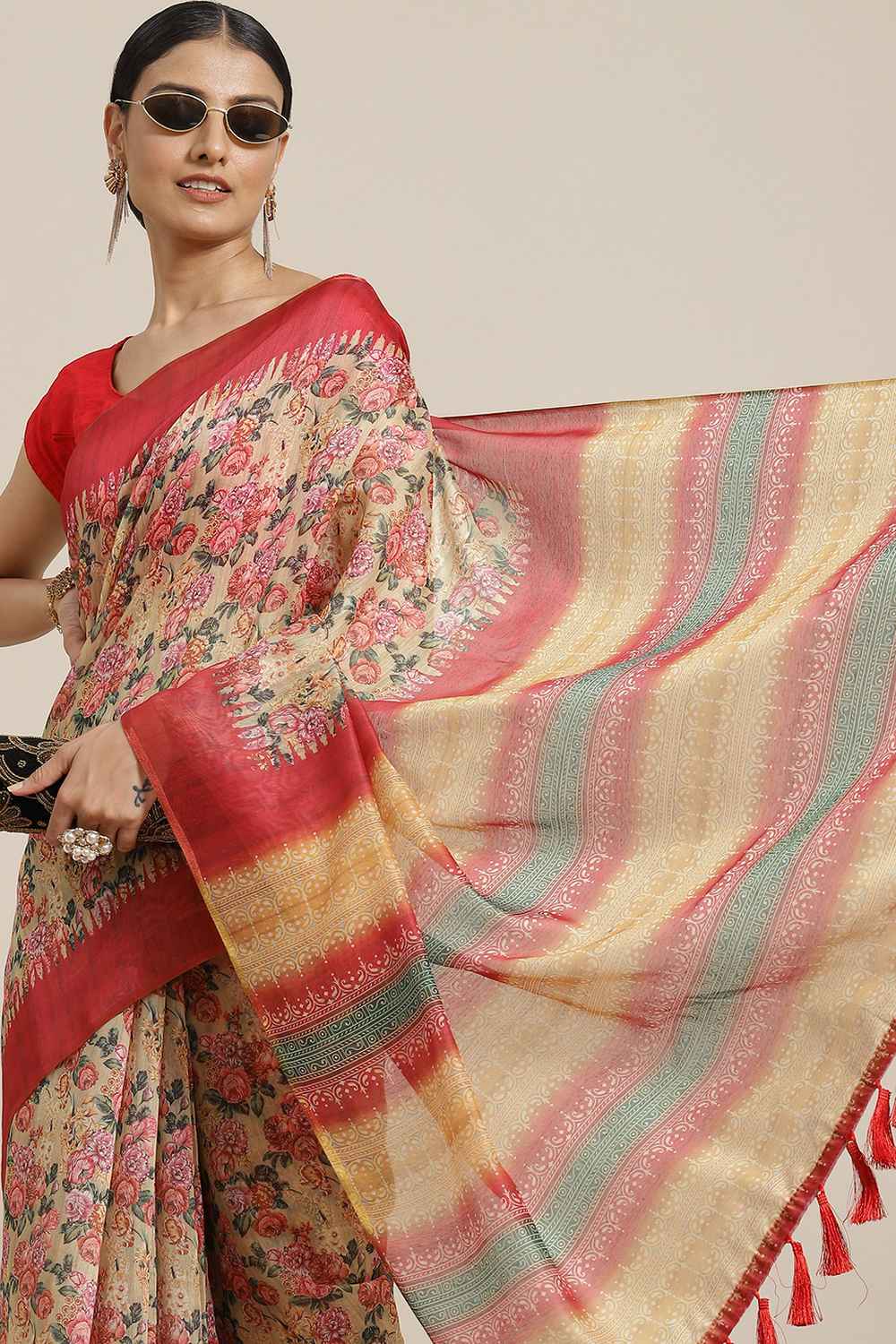 Zora Yellow Cotton Blend Kalamkari Digital Printed Ready to Wear One Minute Saree