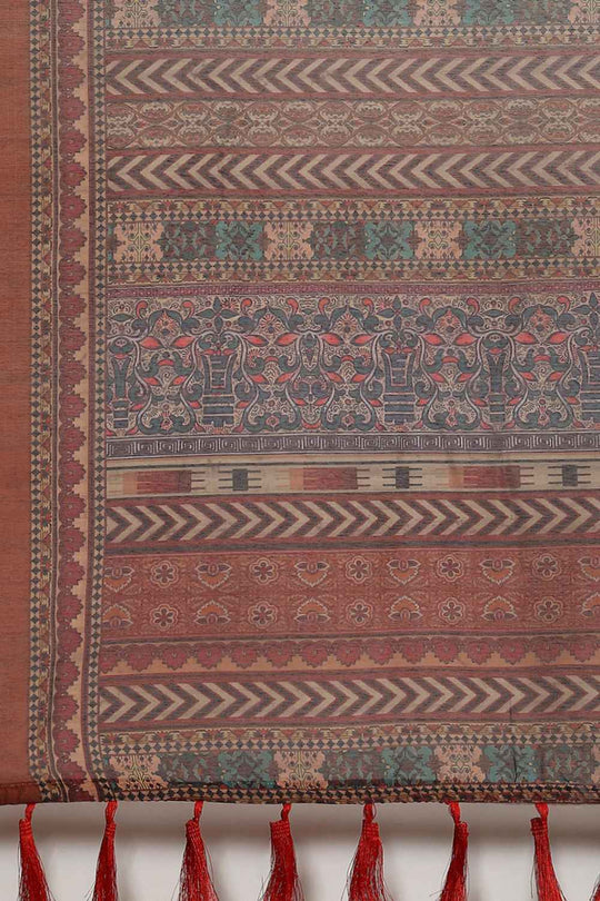 Zora Teal Cotton Blend Kalamkari Digital Printed Ready to Wear One Minute Saree