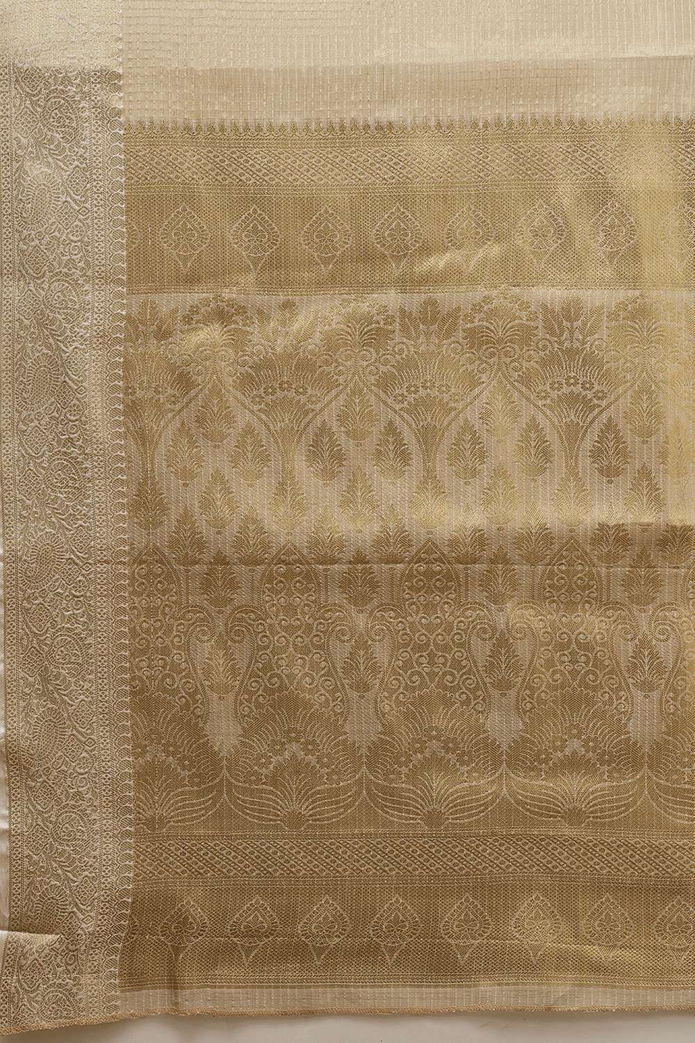 Ani Beige Muga Tissue Woven Ready to Wear One Minute Saree