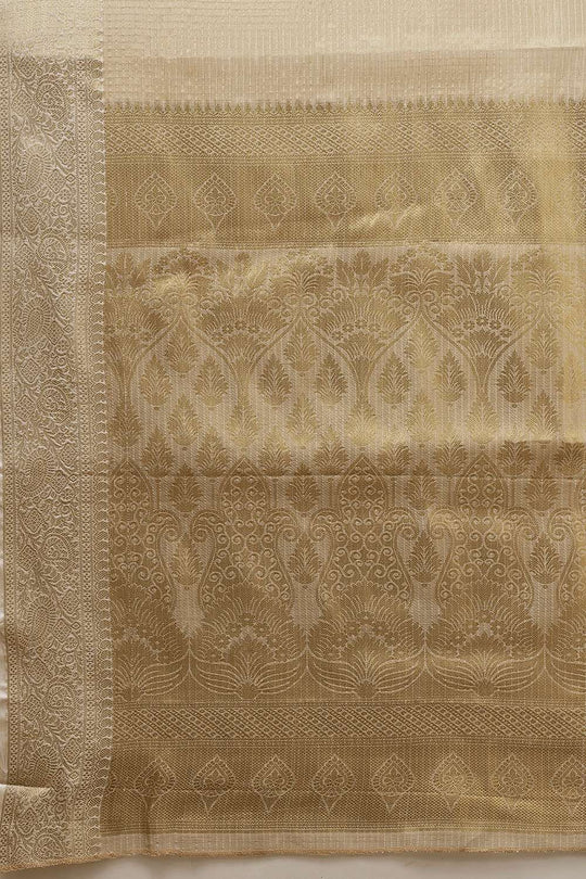 Ani Beige Muga Tissue Woven Ready to Wear One Minute Saree