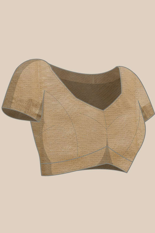 Ani Beige Muga Tissue Woven Ready to Wear One Minute Saree