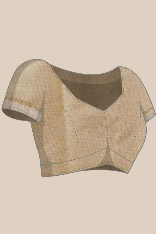 Ida Beige Muga Tissue Woven Ready to Wear One Minute Saree