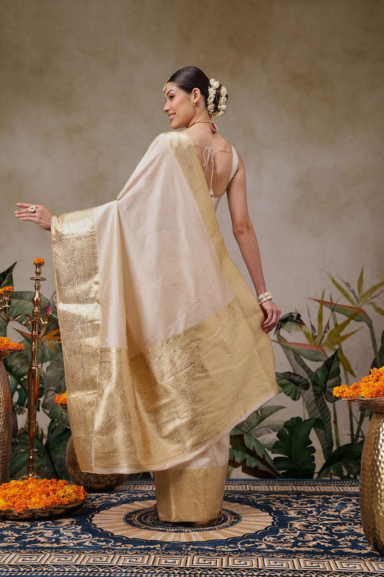 Leisha Beige Soft Silk Woven Ready to Wear One Minute Saree