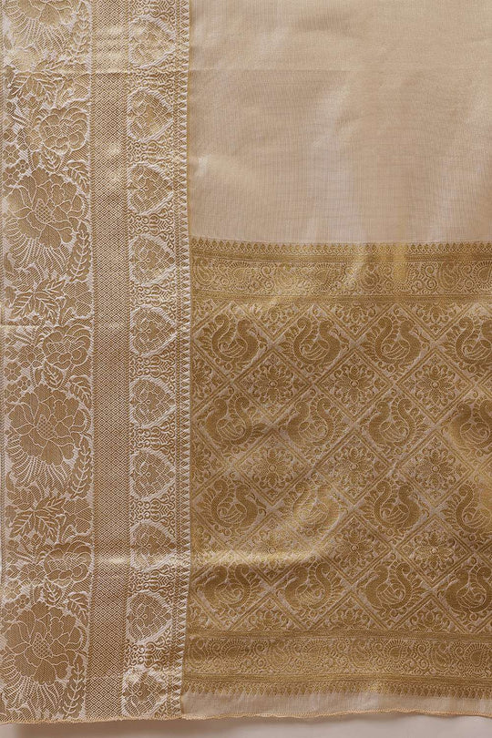 Joy Beige Tissue Woven Ready to Wear One Minute Saree
