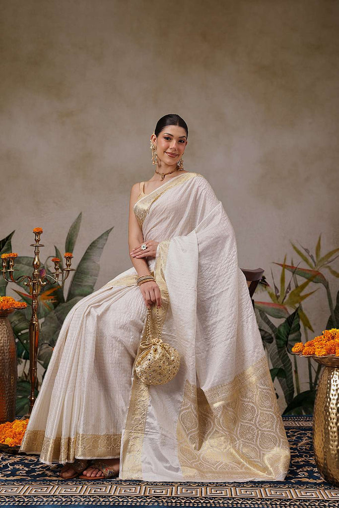 Leana Off White Soft Silk Woven Ready to Wear One Minute Saree – ONE MINUTE  SAREE