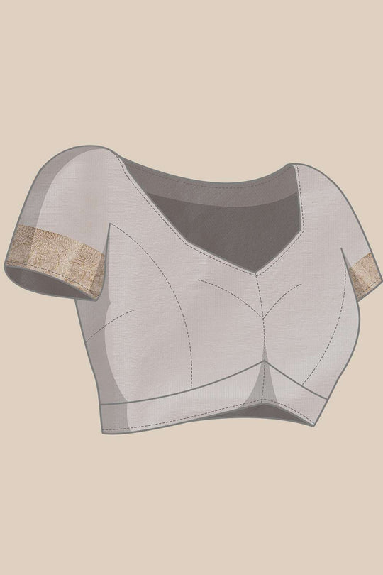 Nina Off White Muga Silk Woven Ready to Wear One Minute Saree