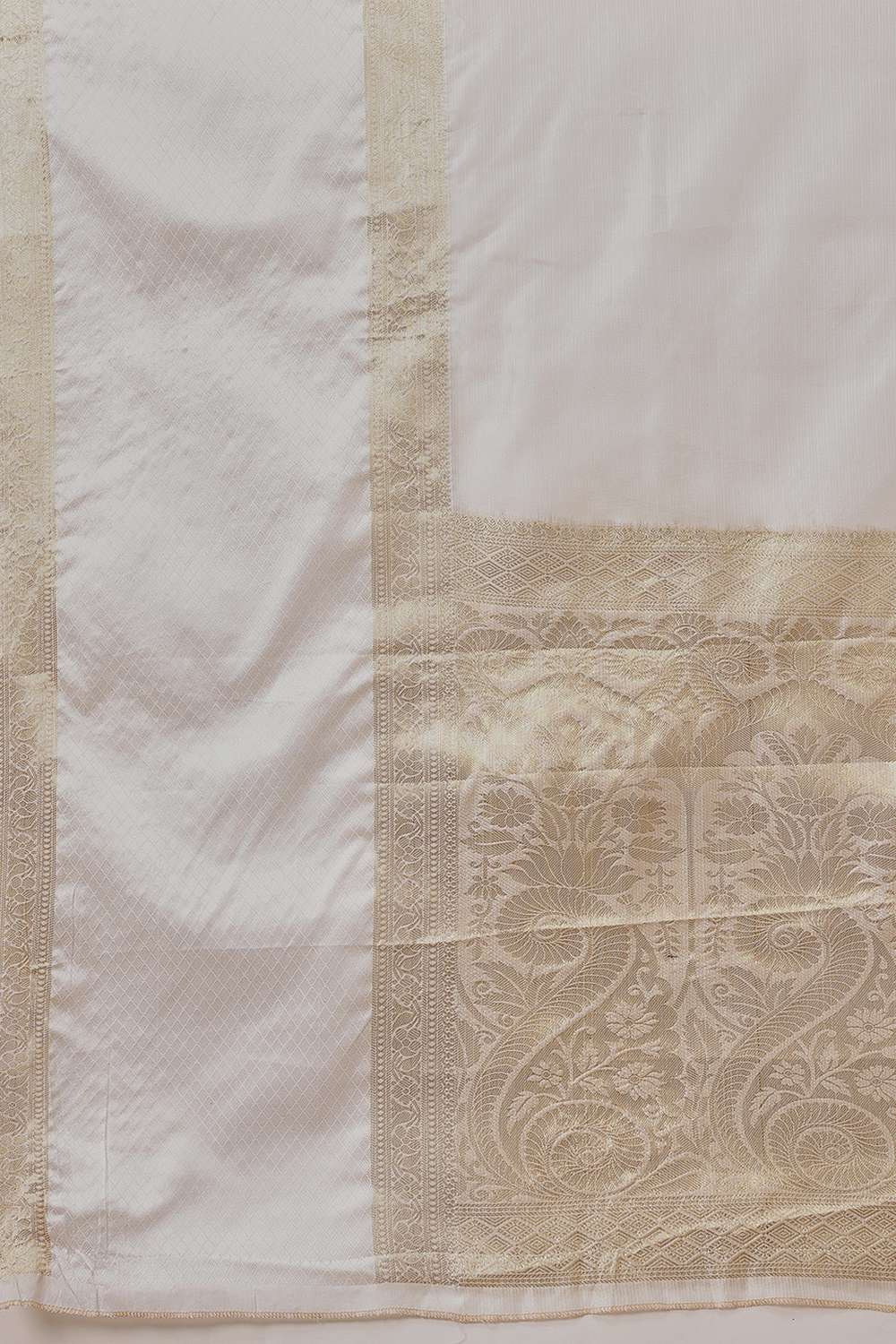 Uri Off White Muga Silk Woven Ready to Wear One Minute Saree