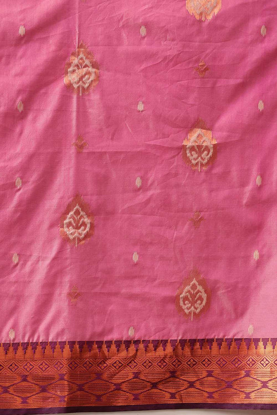 Lucia Light Pink Soft Silk Floral Zari Woven Ready to Wear One Minute Saree
