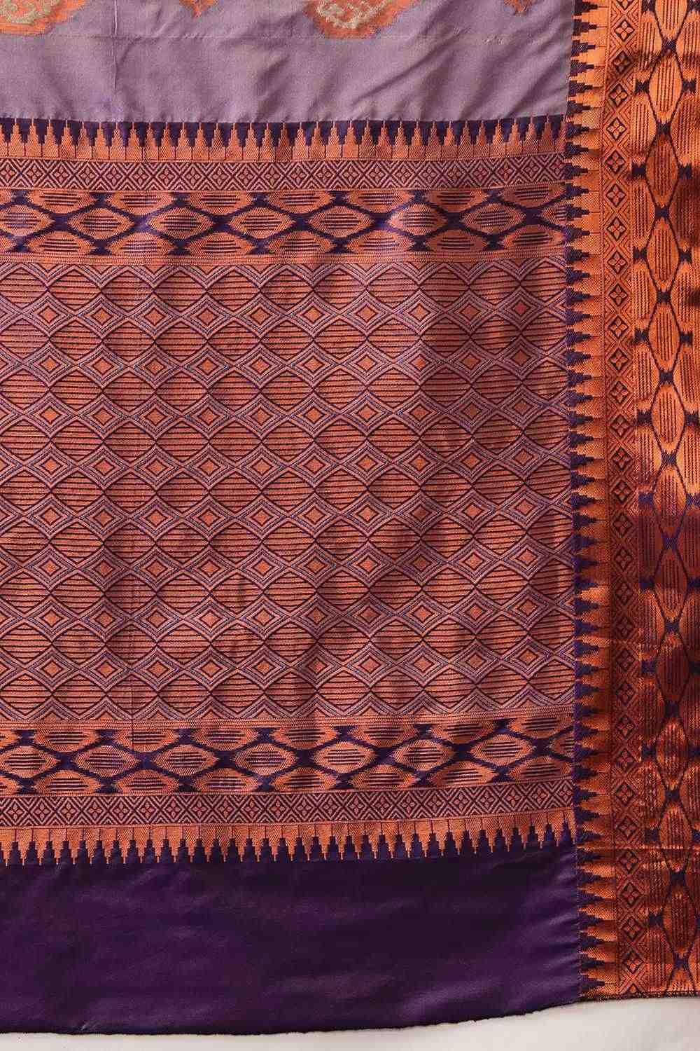 Lucia Purple Soft Silk Floral Zari Woven Ready to Wear One Minute Saree