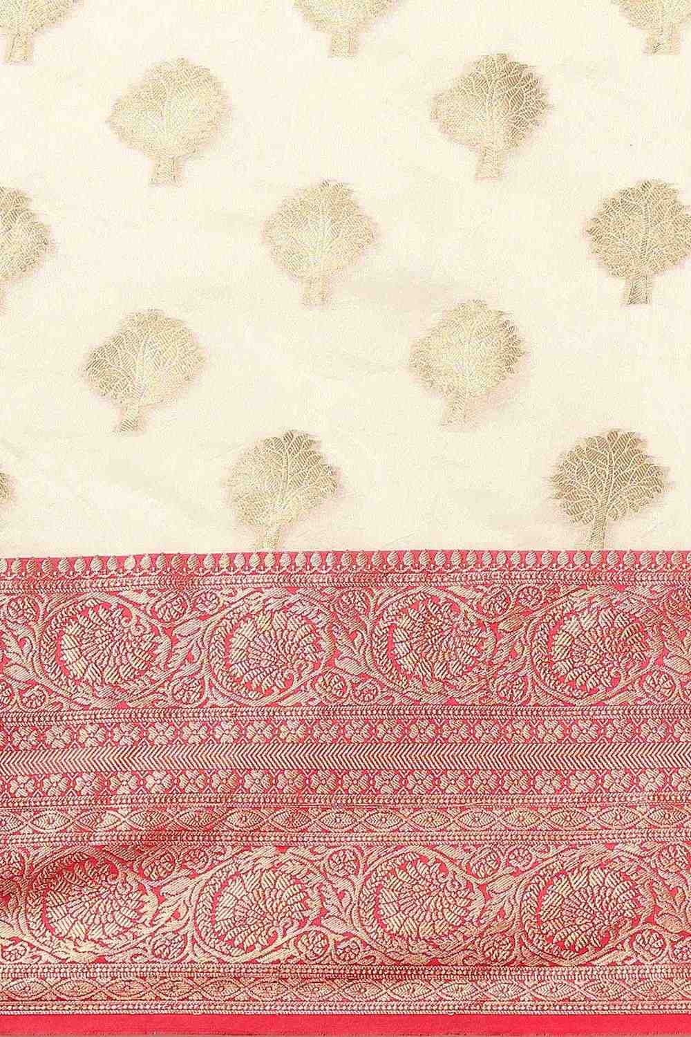 Anika White Kanjeevaram Silk Floral Woven Ready to Wear One Minute Saree