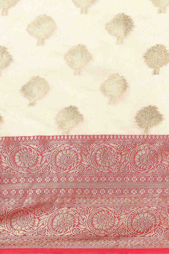 Anika White Kanjeevaram Silk Floral Woven Ready to Wear One Minute Saree
