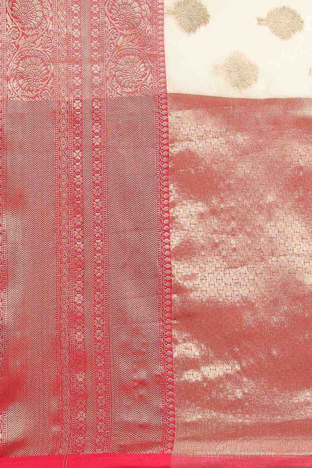 Anika White Kanjeevaram Silk Floral Woven Ready to Wear One Minute Saree