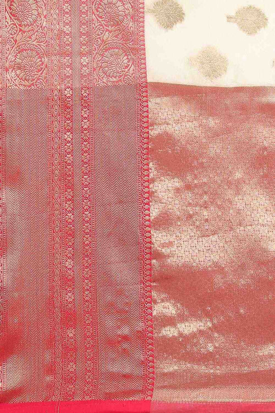 Anika White Kanjeevaram Silk Floral Woven Ready to Wear One Minute Saree