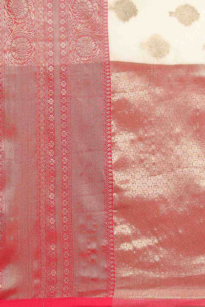 Anika White Kanjeevaram Silk Floral Woven Ready to Wear One Minute Saree