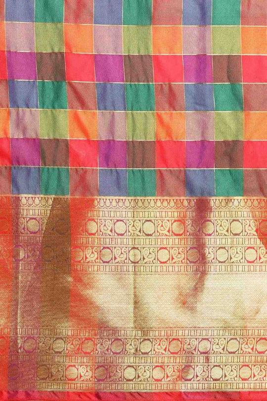 Anika Multicolor Kanjeevaram Silk Zari Woven Ready to Wear One Minute Saree