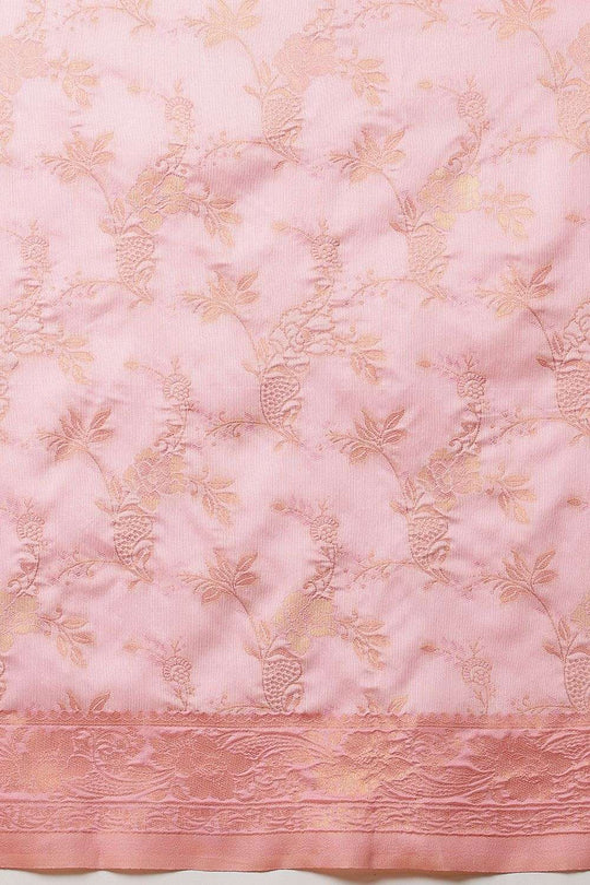 Melanie Pink Cotton Silk Floral Woven Ready to Wear Saree