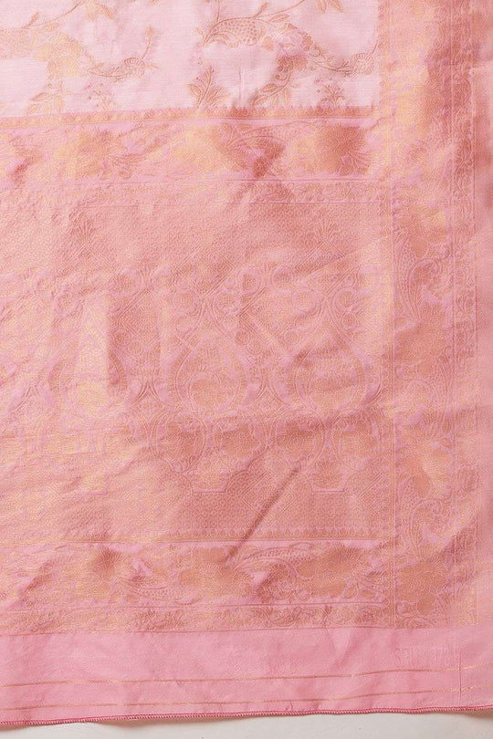 Melanie Pink Cotton Silk Floral Woven Ready to Wear Saree