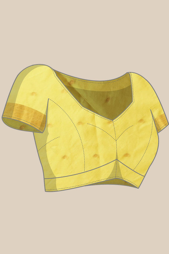 Apple Yellow Cotton Silk Floral Woven Ready to Wear Saree