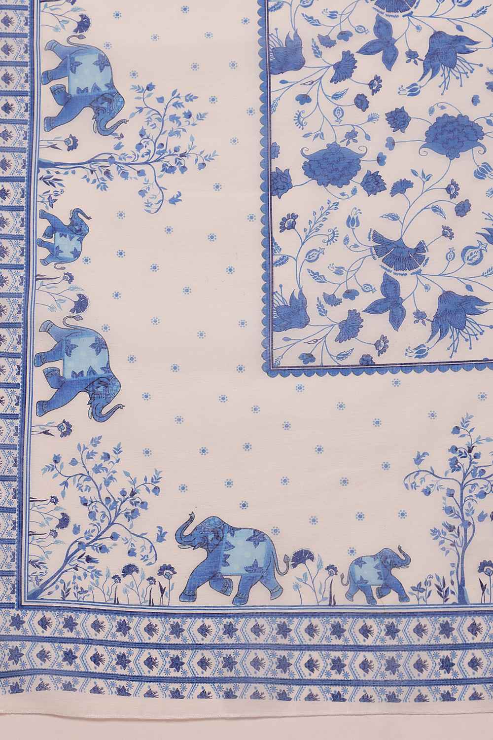 Zora White Cotton Blend Floral Digital Printed Ready to Wear One Minute Saree