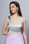 Reema Silver Satin Comfort Stretch™  Deep U Adjustable Tie Back Blouse