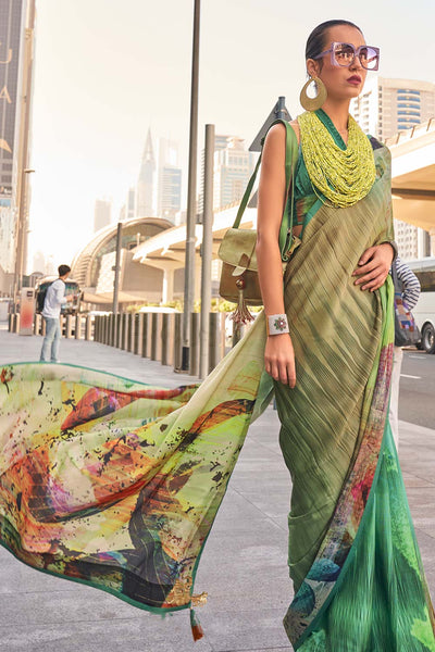 Libby Multi-Color Satin Designer One Minute Saree