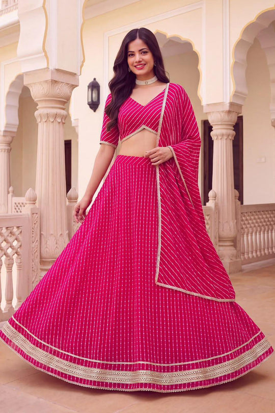 Betsy Pink Georgette Printed Ready to Wear Lehenga Saree