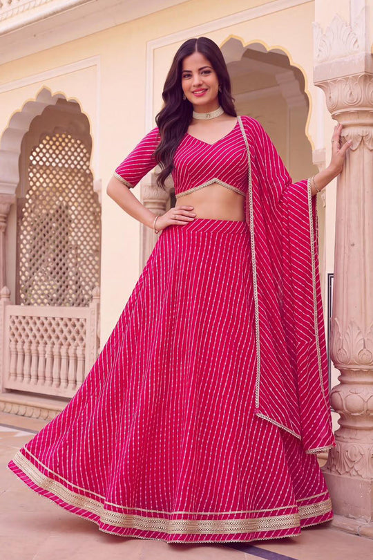 Betsy Pink Georgette Printed Ready to Wear Lehenga Saree