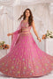 Meena Pink Zari & Floral Sequins Lehenga Saree