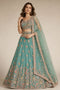 Meena Sea Green Zari & Floral Embroidered Ready to Wear Lehenga Saree