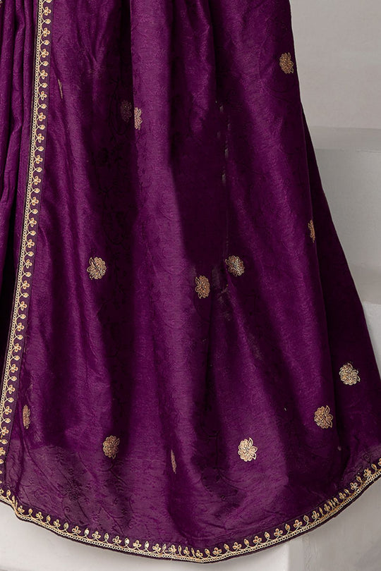 Sandie Purple Silk Floral Woven Ready to Wear Saree