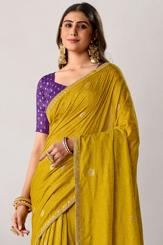 Sandie Mustard Silk Floral Woven Ready to Wear Saree