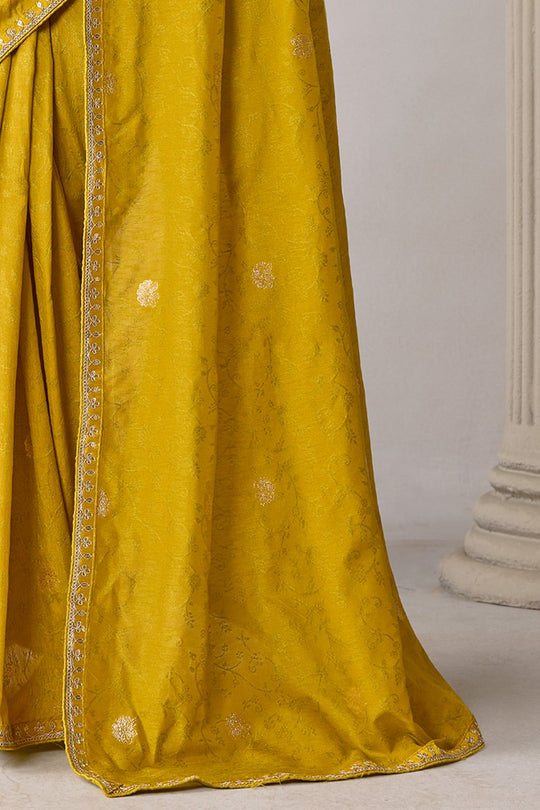 Sandie Mustard Silk Floral Woven Ready to Wear Saree