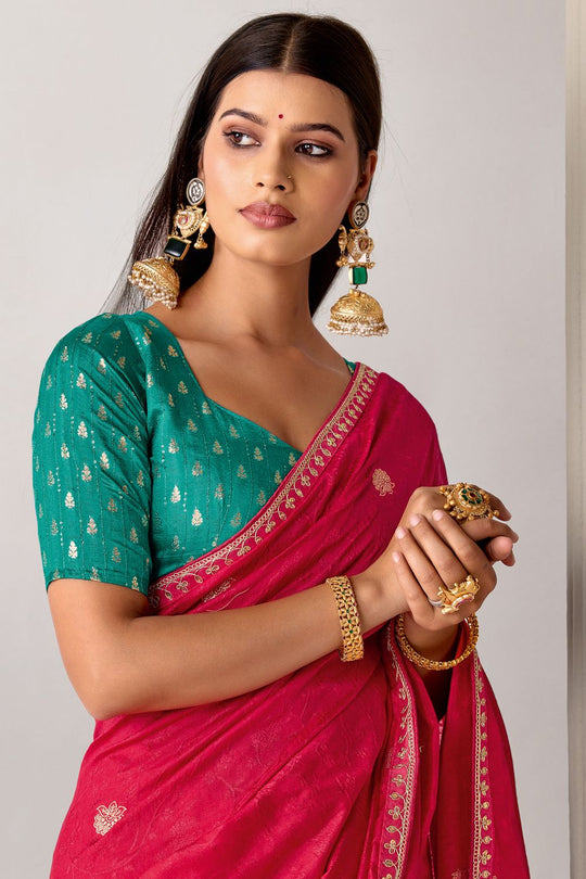 Sandie Pink Silk Floral Woven Ready to Wear Saree