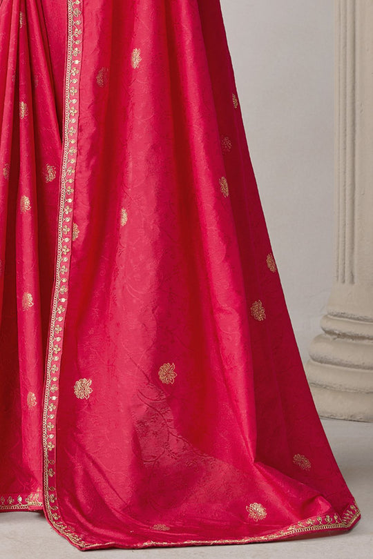 Sandie Pink Silk Floral Woven Ready to Wear Saree