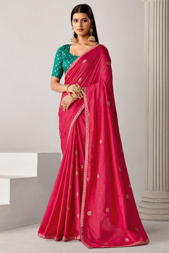 Sandie Pink Silk Floral Woven Ready to Wear Saree