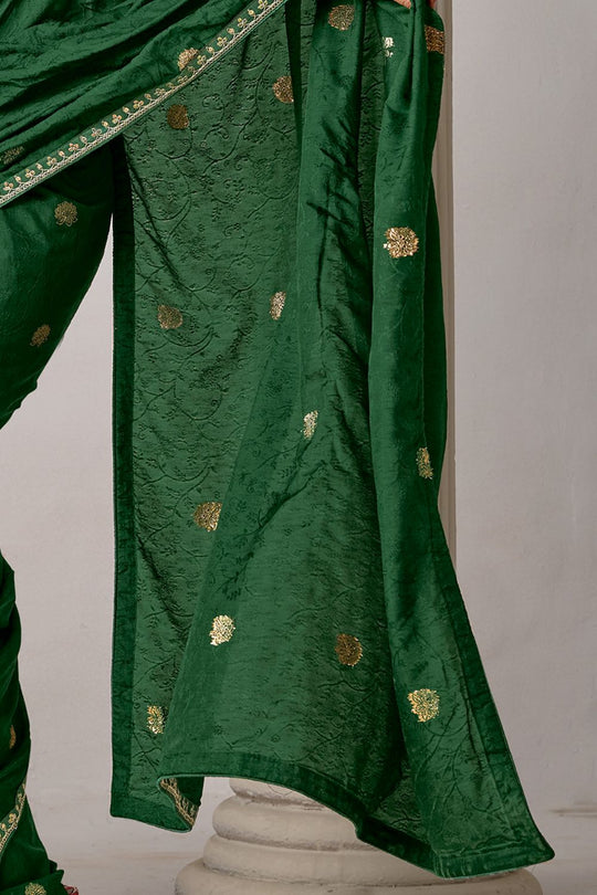 Sandie Green Silk Floral Woven Ready to Wear Saree