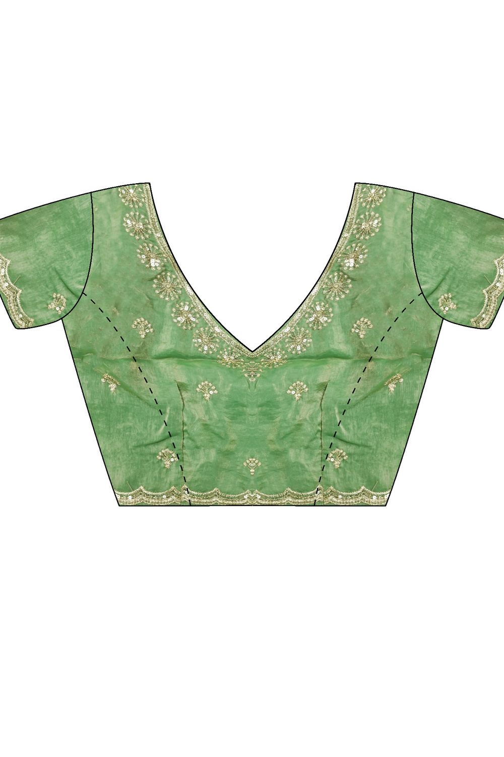 Aurora Green Satin Sequins Embellished Ready to Wear Saree