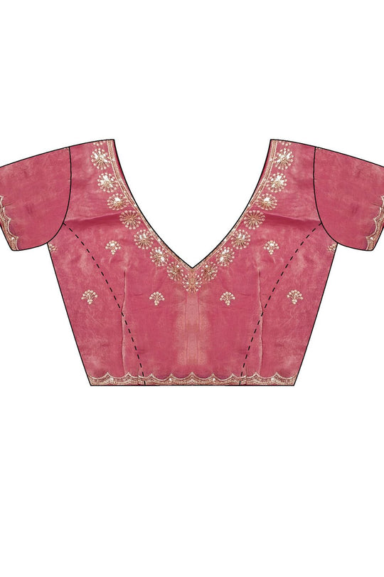 Aurora Pink Satin Sequins Embellished Ready to Wear Saree