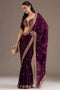 Mumtaz Wine Tissue Gold Embroidered Ready to Wear Saree