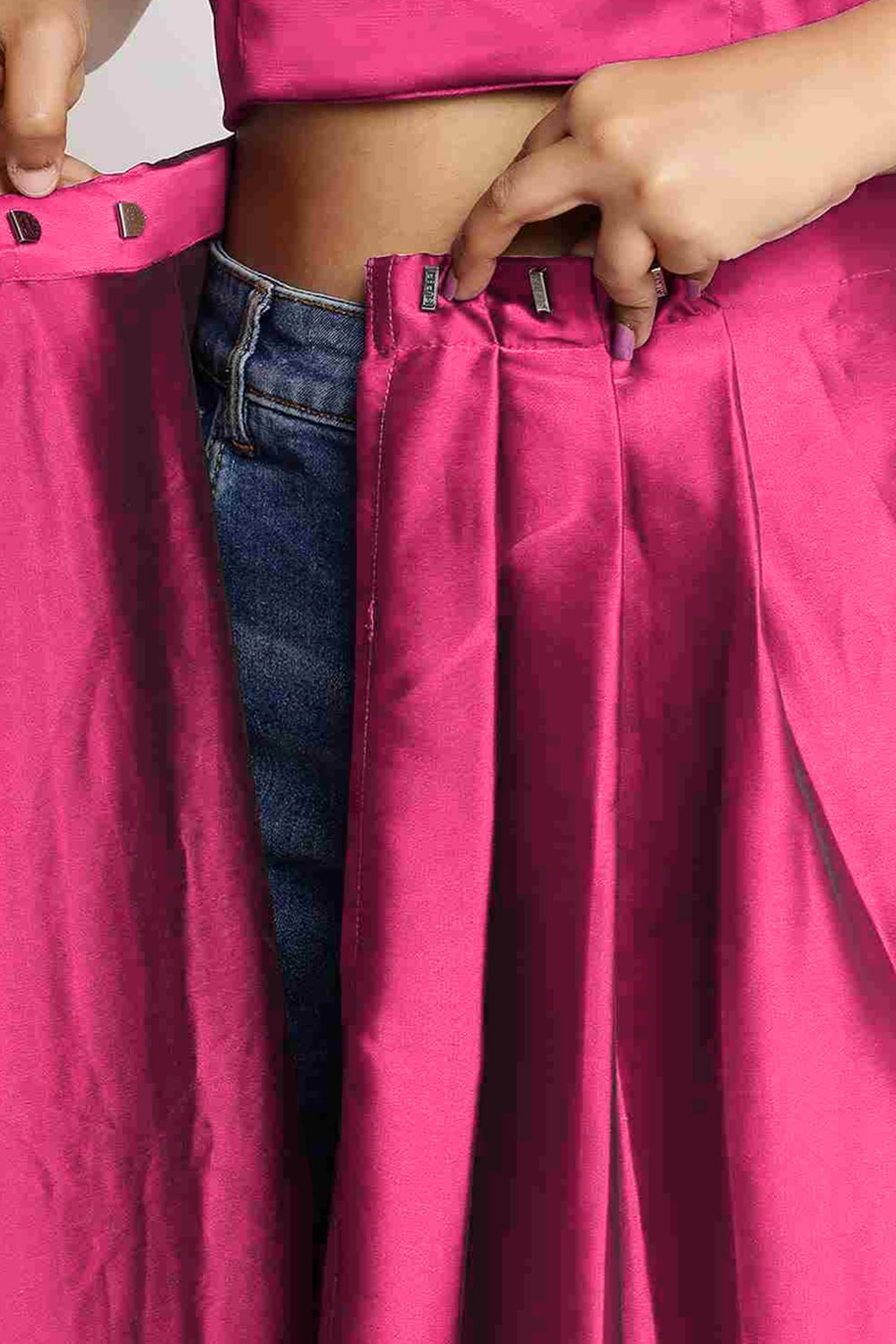 Akila Wine Silk Mirror Work Ready to Wear One Minute Saree