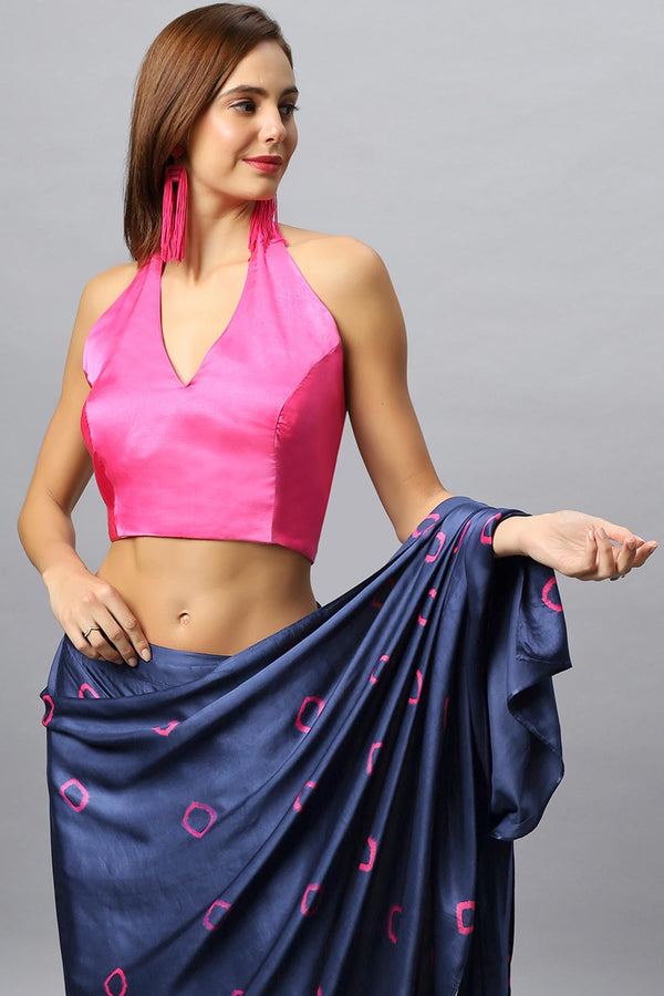 Yara Pink Satin Silk V-Neck  Tie Back Halter