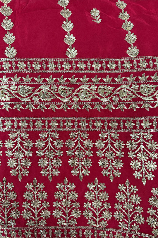 Laila Red Zari Embroidered Organza Wedding Lehenga Saree