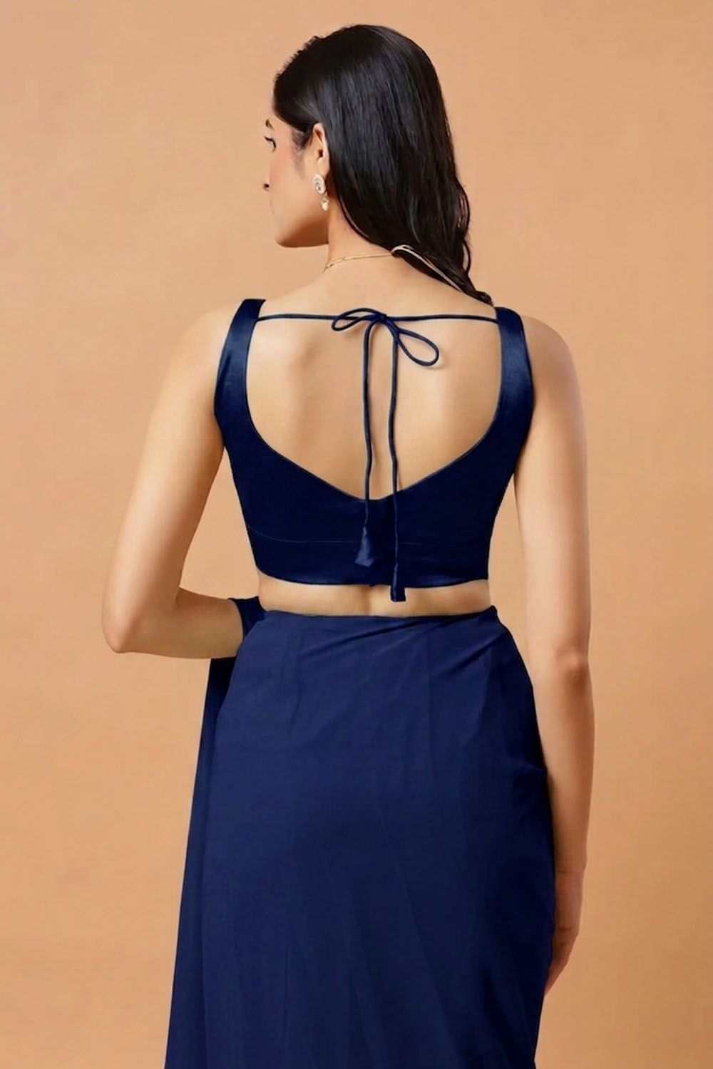 Aria Dark Blue Thin Strap Sleeveless Satin Comfort Stretch™ Blouse