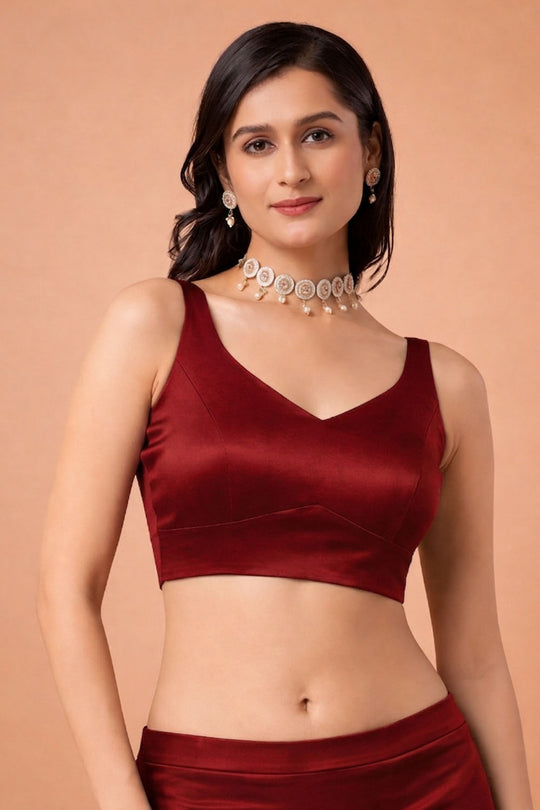 Aria Red Thin Strap Sleeveless Satin Comfort Stretch™ Blouse