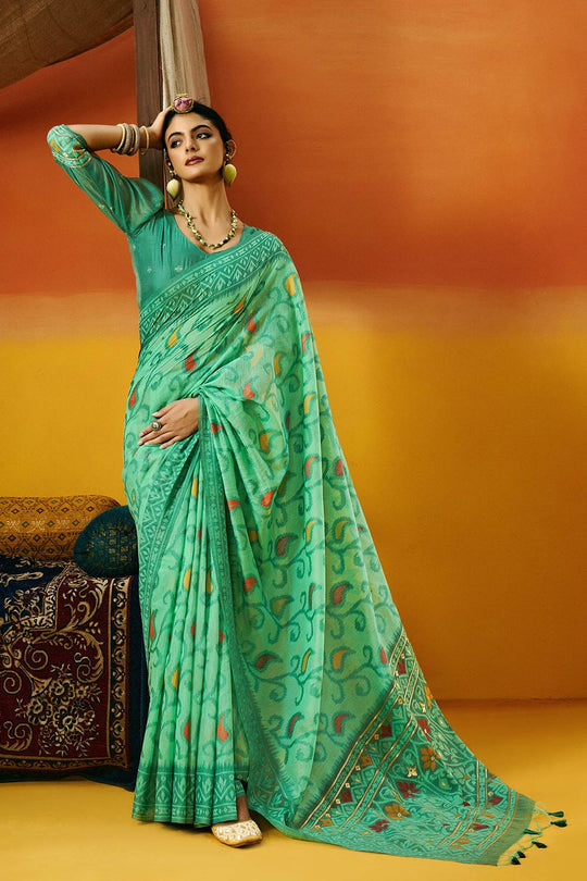 Gina Jamdani Blue Cotton Printed Ready to Wear One Minute Saree