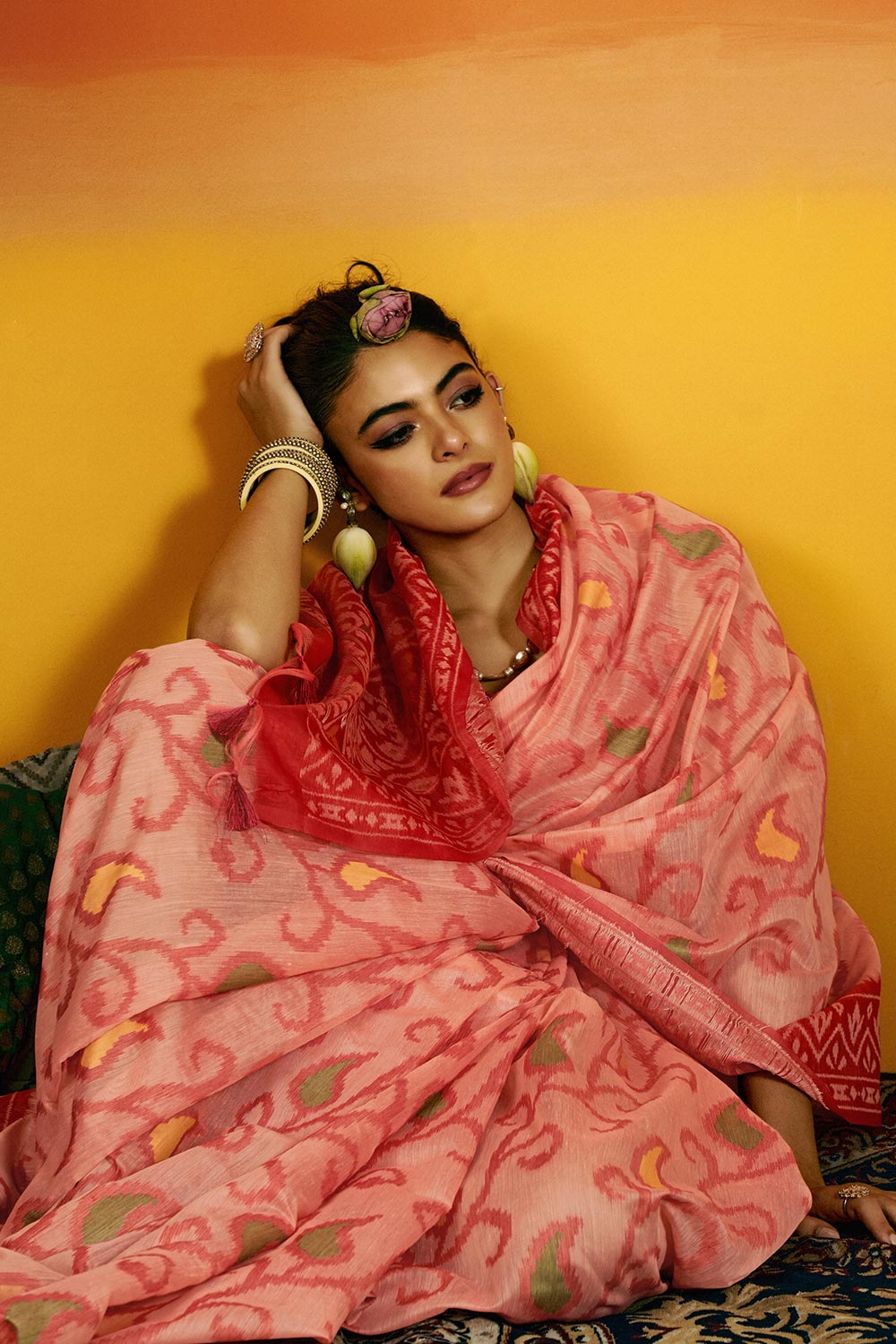 Gina Jamdani Pink Cotton Printed Ready to Wear One Minute Saree