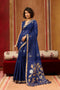 Divya Royal Blue Munga Silk Saree with Organza Weaving Pallu Ready to Wear Saree