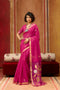 Divya Fuchsia Pink Munga Silk Saree with Organza Weaving Pallu Ready to Wear Saree